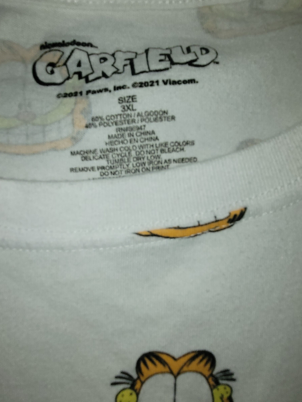 Garfield Graphic Short Sleeve Tee - White - Size 3XL